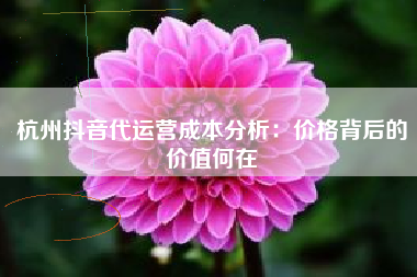 杭州抖音代运营成本分析：价格背后的价值何在