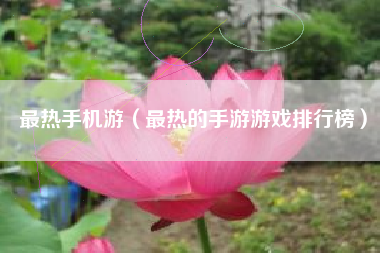最热手机游（最热的手游游戏排行榜）