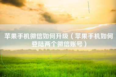 苹果手机微信如何升级（苹果手机如何登陆两个微信账号）